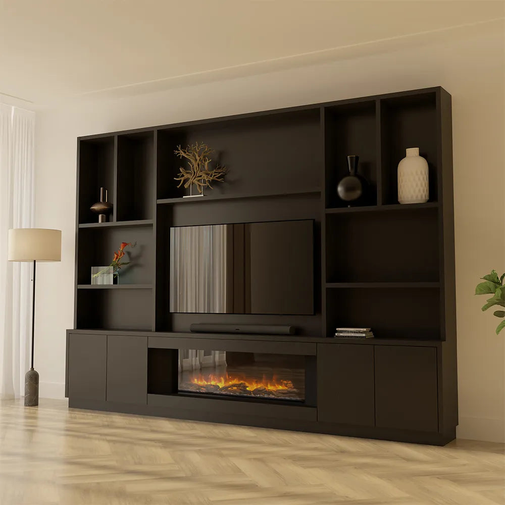 Cinewall met haard Kent Authentic Black Oak
